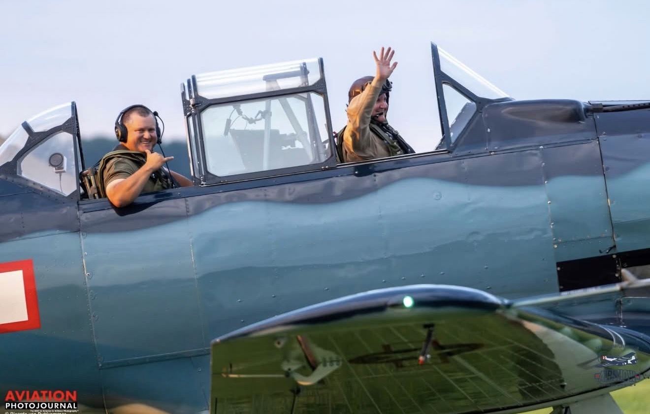 Kyle Newsom in the cockpit of an aircraft